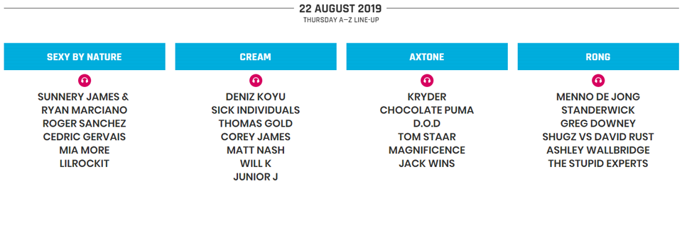 Creamfields 2019 schedule