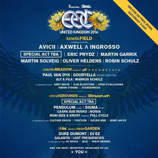 The EDC UK 2016 lineup!! 