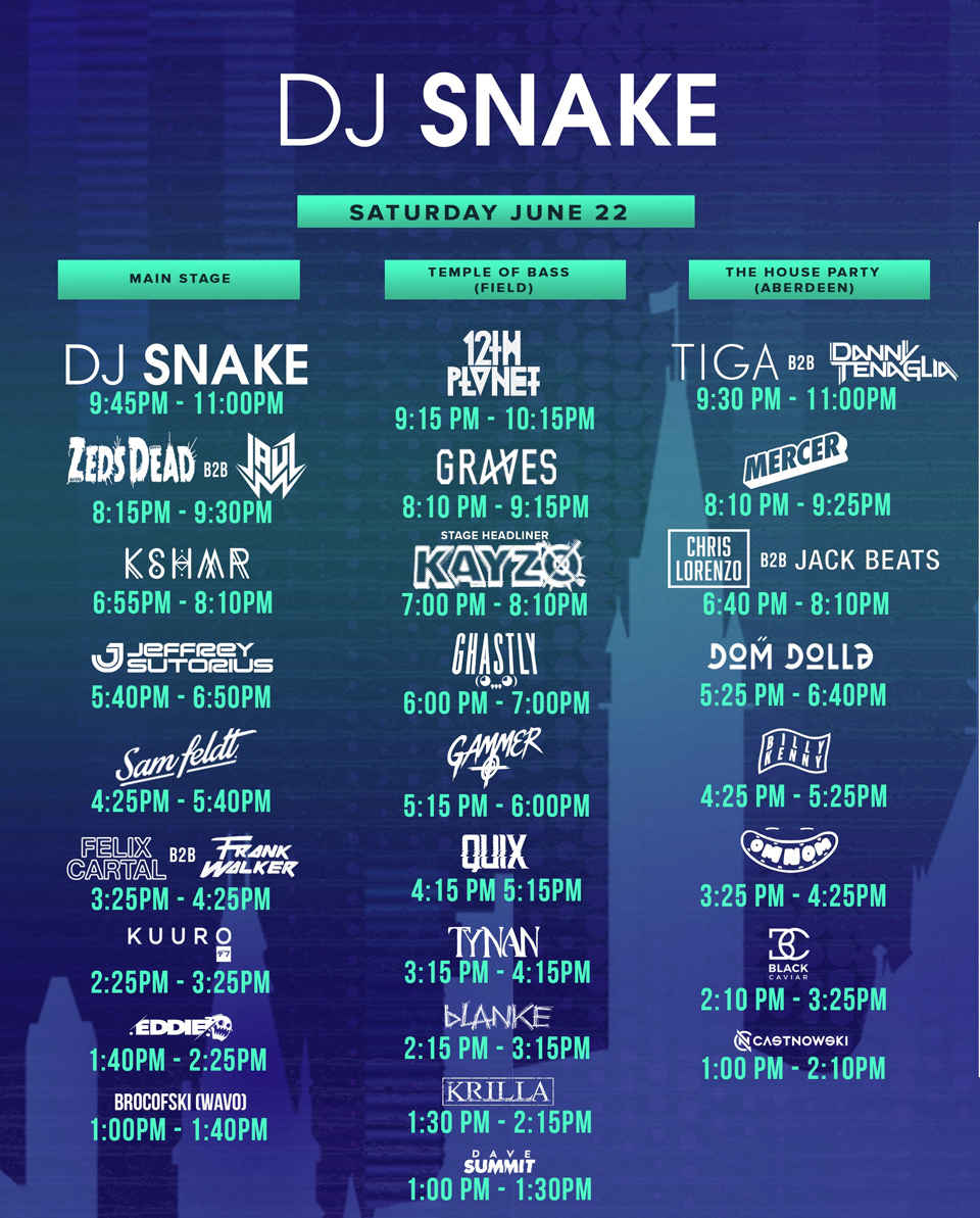 Escapade Music Festival schedule