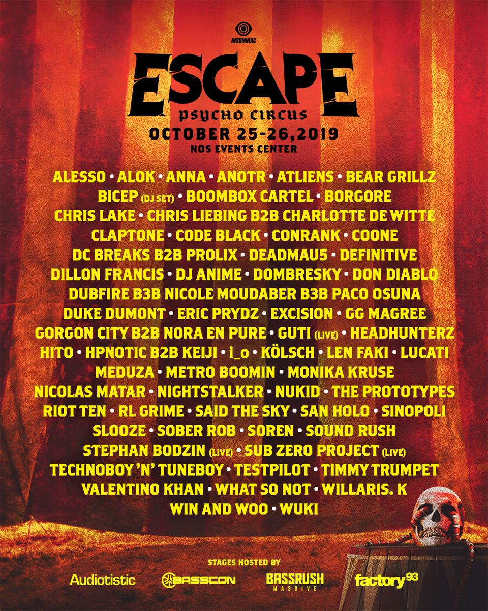 Escape: Psycho Circus lineup for 2019