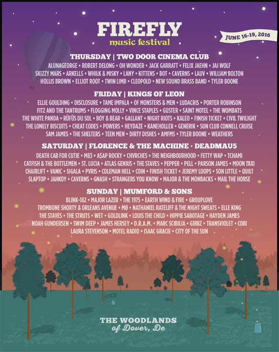 The complete Firefly Music Festival 2016 lineup 