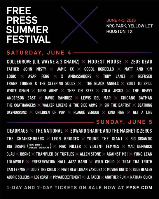 The Free Press Summer Fest 2016 lineup is out!