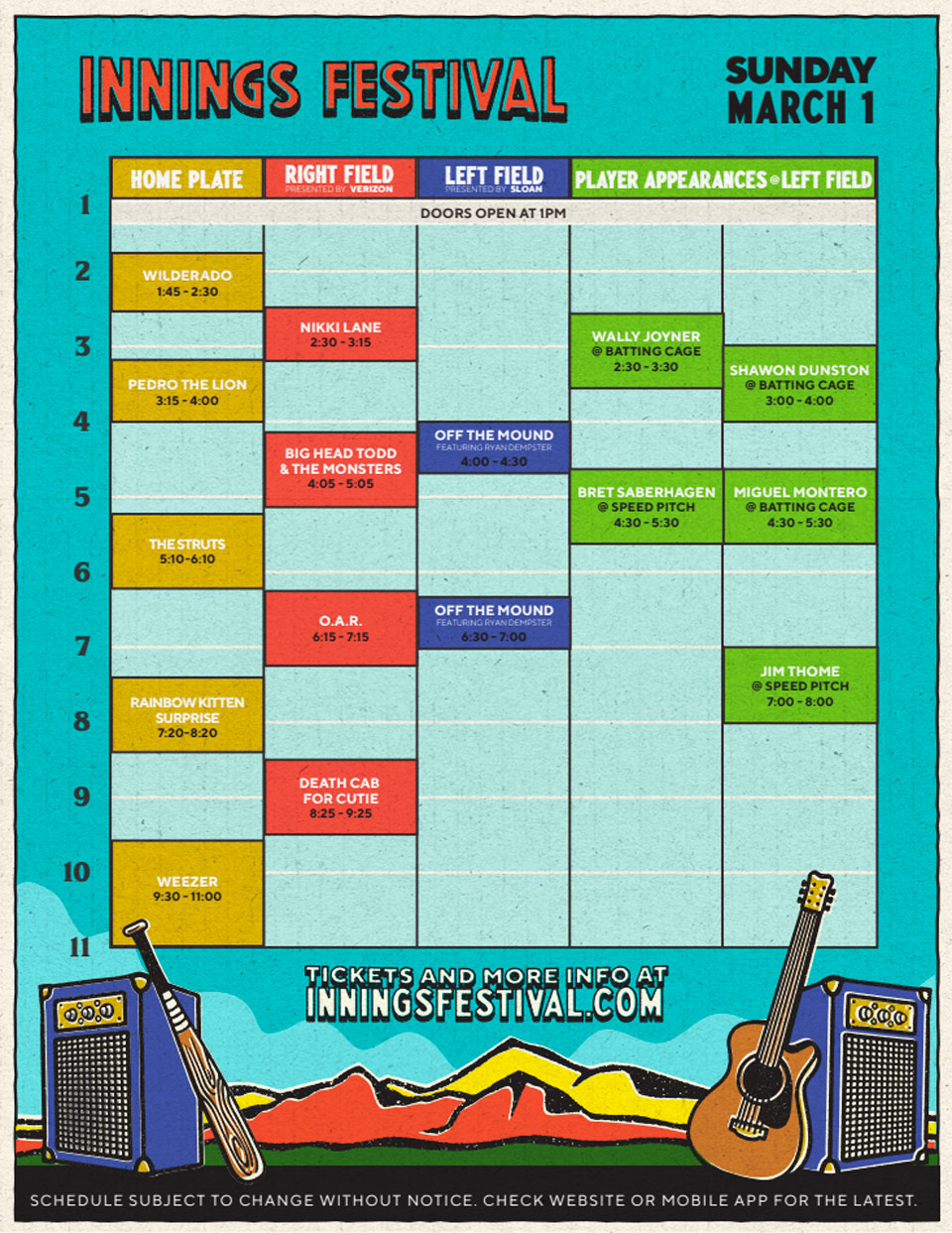 Innings Festival schedule 2020