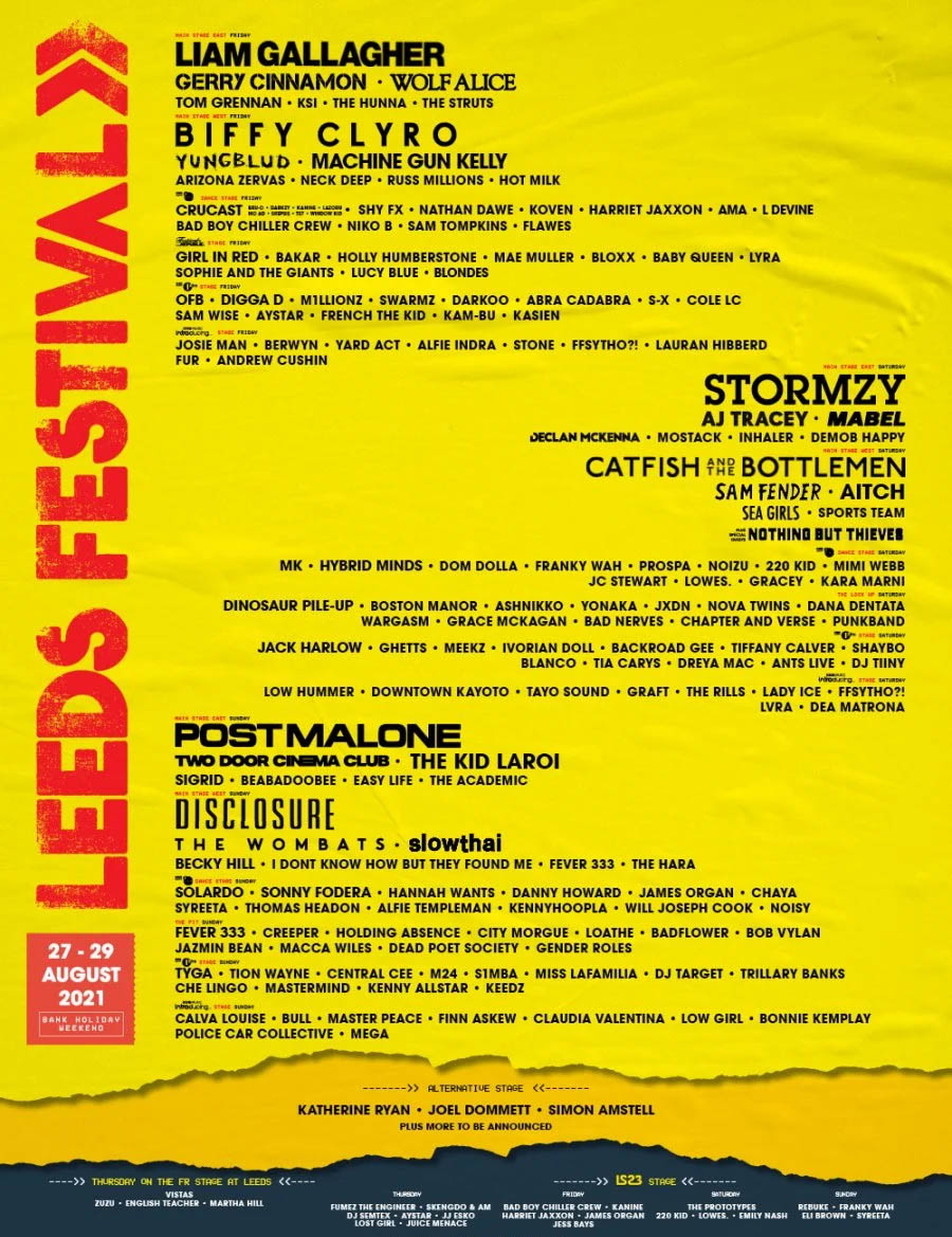 2021 Leeds Festival lineup 