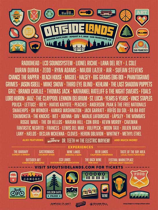 The Outside Lands 2016 lineup is out!