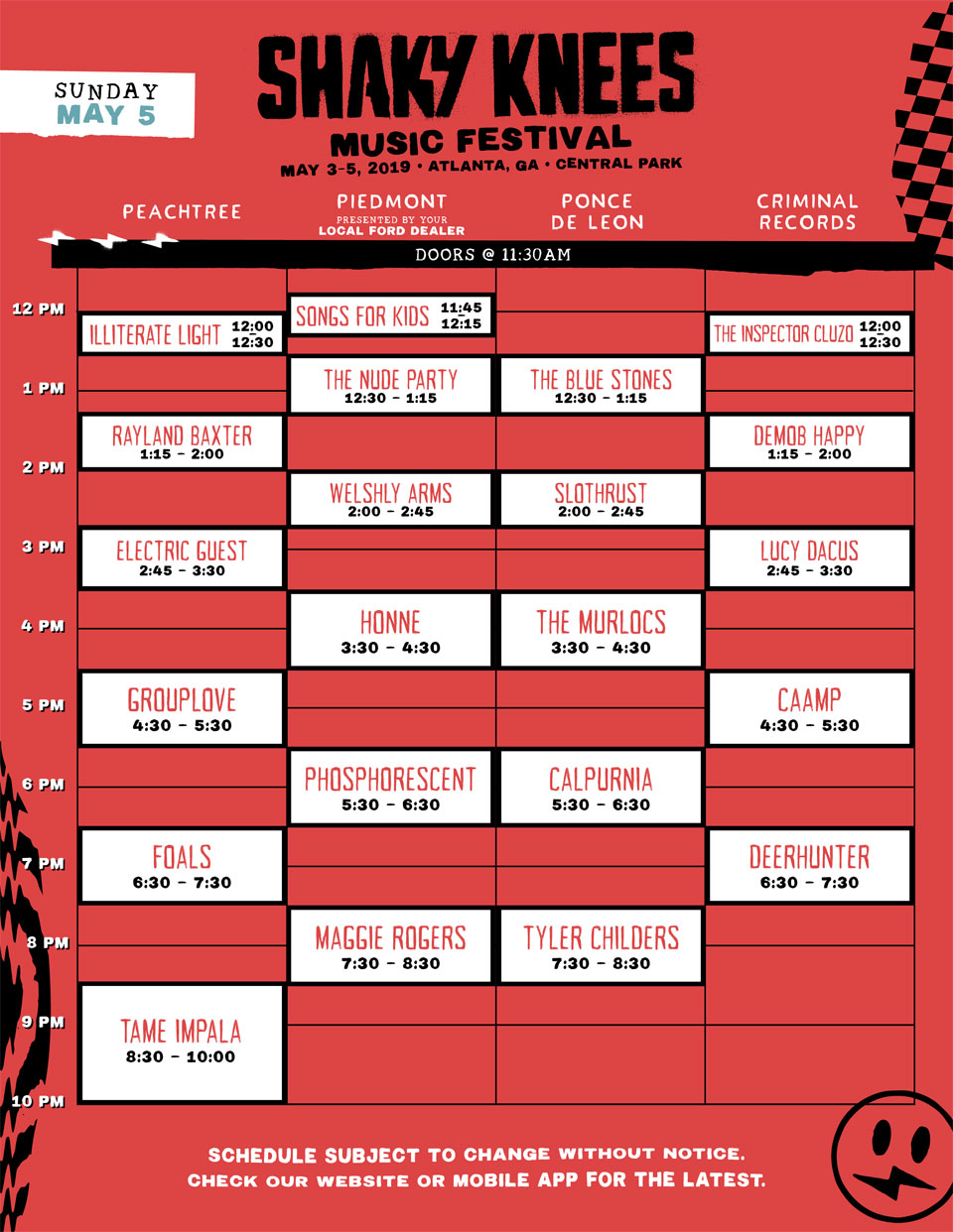 Shaky Knees schedule 2019