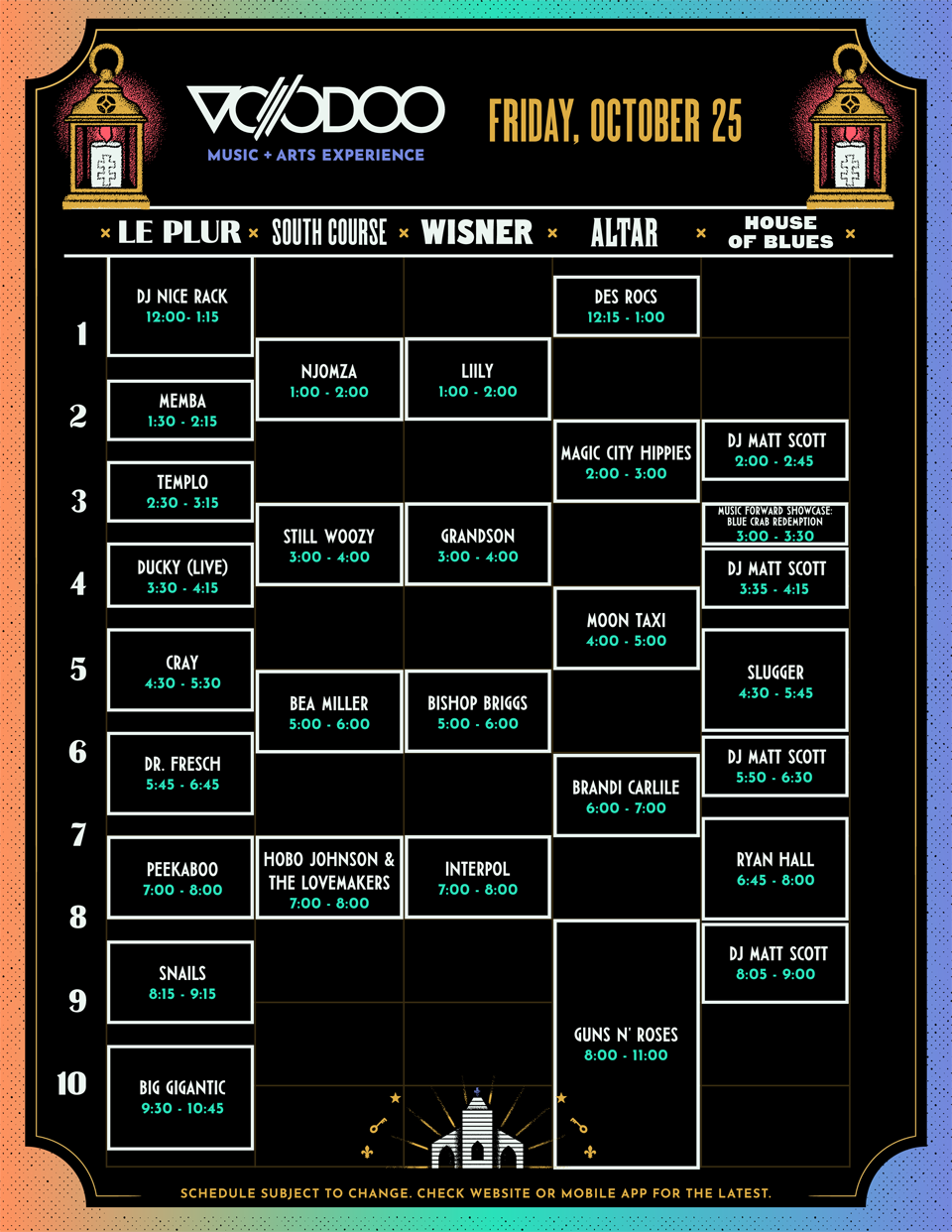 Voodoo Experience Schedule 2019