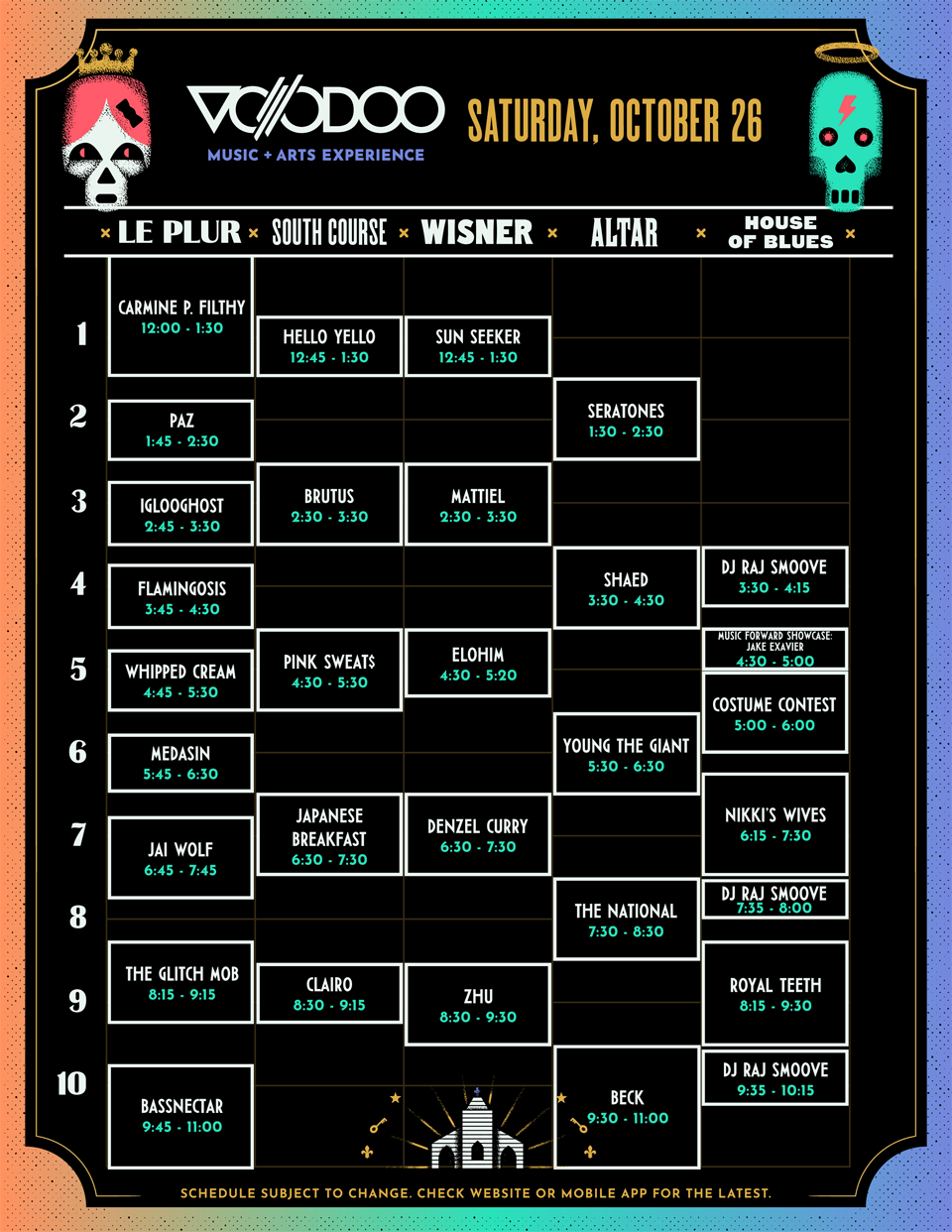 Voodoo Experience Schedule 2019