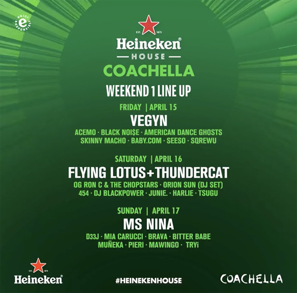 2022 Coachella lineup for Heineken House