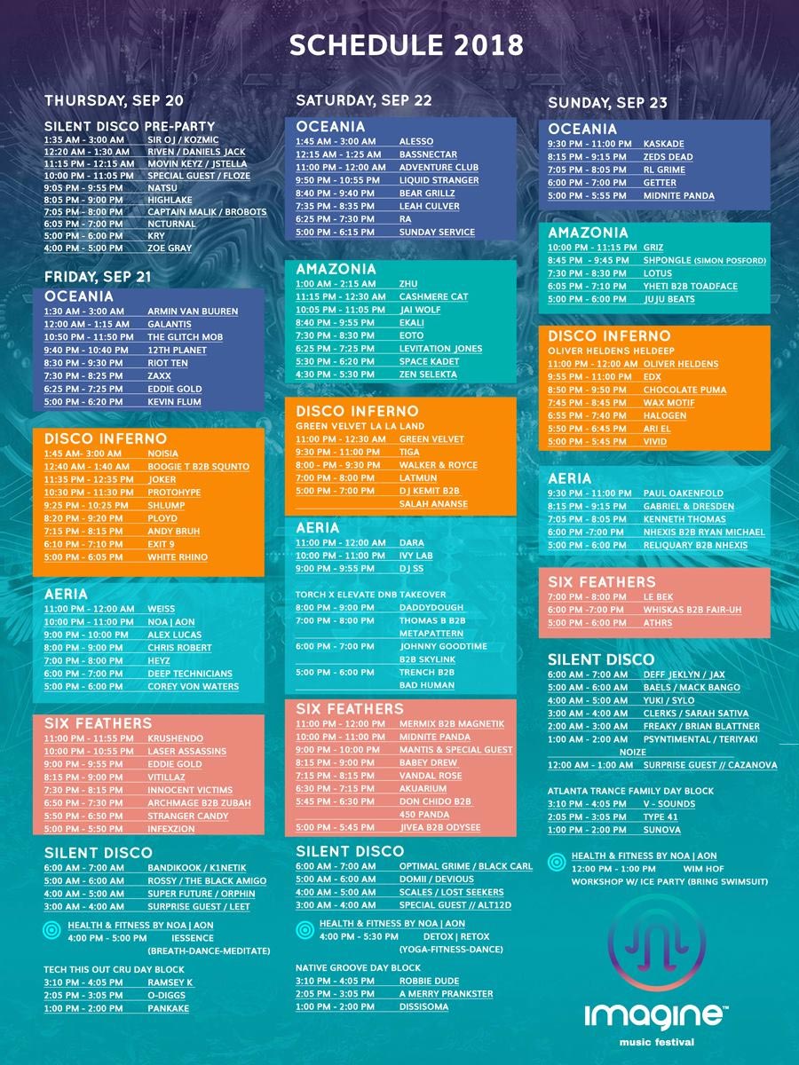 Imagine Music Festival 2018 schedule Imagine Music Festival 2018 schedule