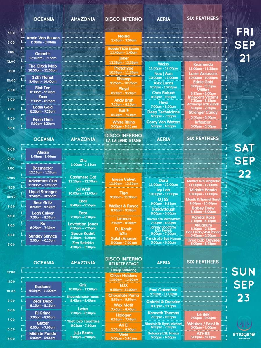 Imagine Music Festival 2018 schedule Imagine Music Festival 2018 schedule