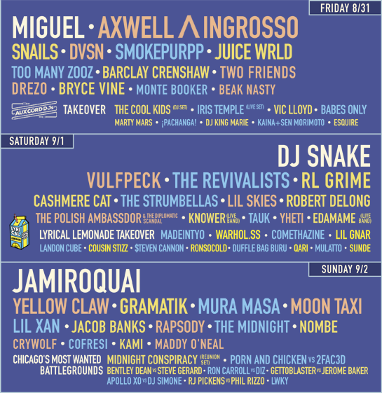 North Coast Music Festival 2018 lineup