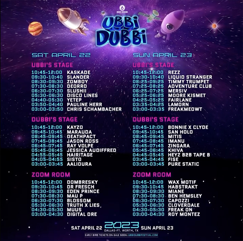 Ubbi Dubbi schedule 2023